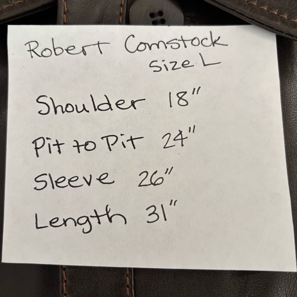 Robert Comstock Men's Dark Brown Soft Leather Shirt Jacket with lining. Size L - Picture 16 of 16